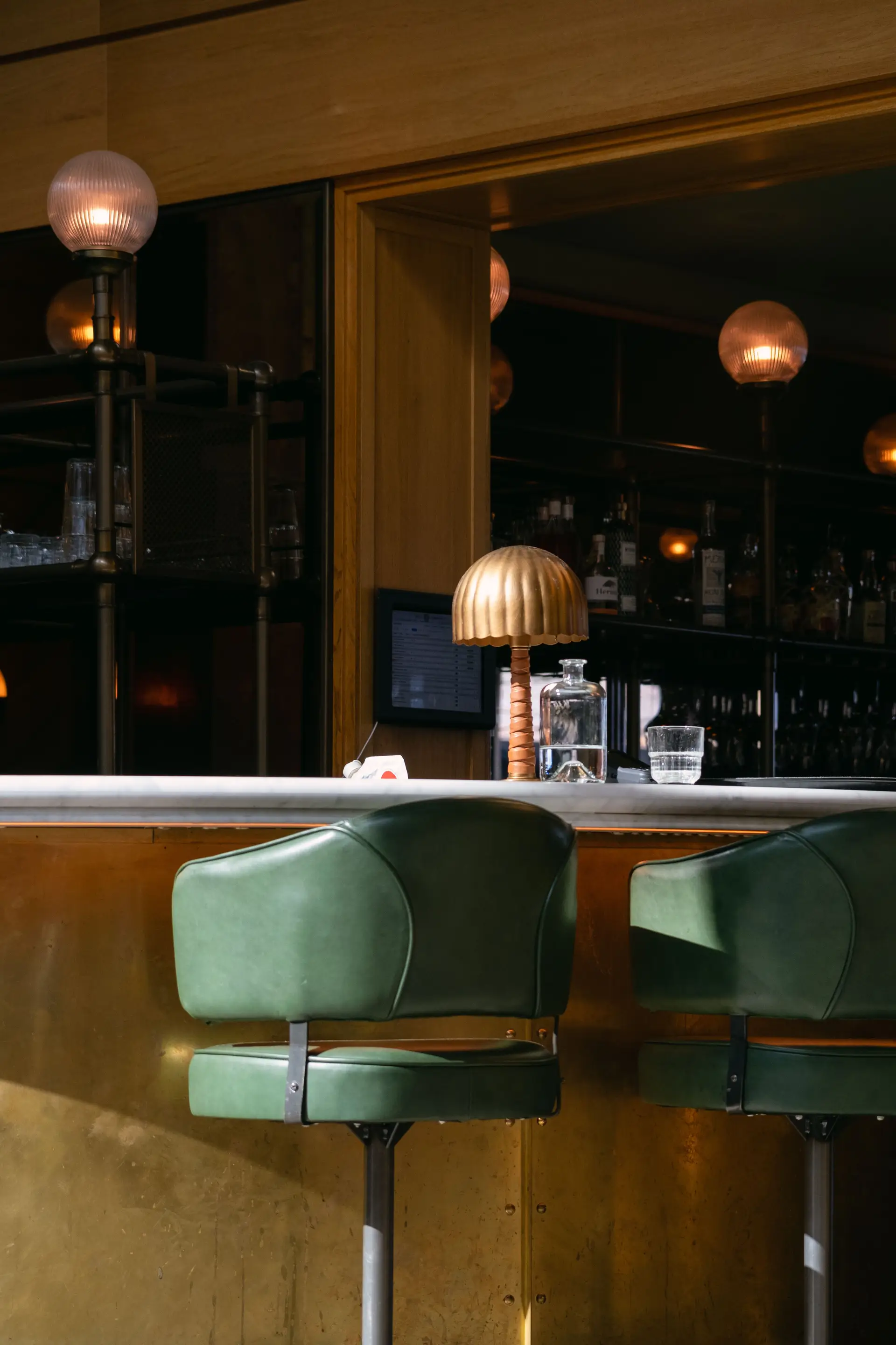 Softly lit lounge seating