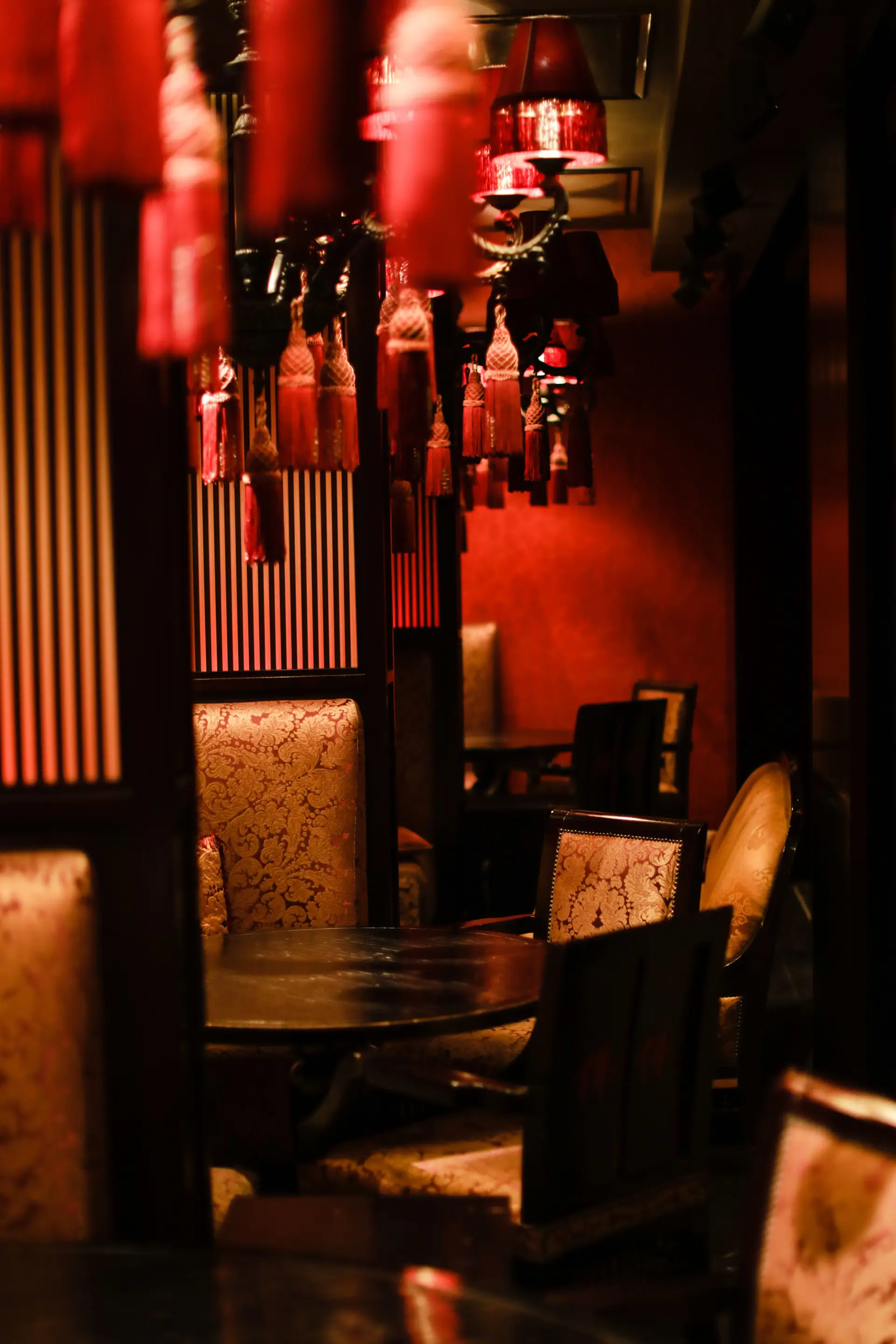 Private dining room with warm lighting